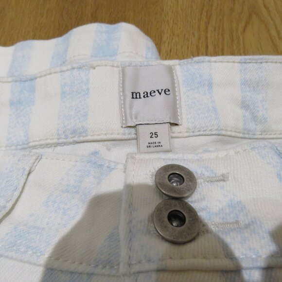 ANTHROPOLOGIE MAEVE Printed Bermuda Shorts in Washed Blue Stripe Preppy 25 NWT - Picture 10 of 11